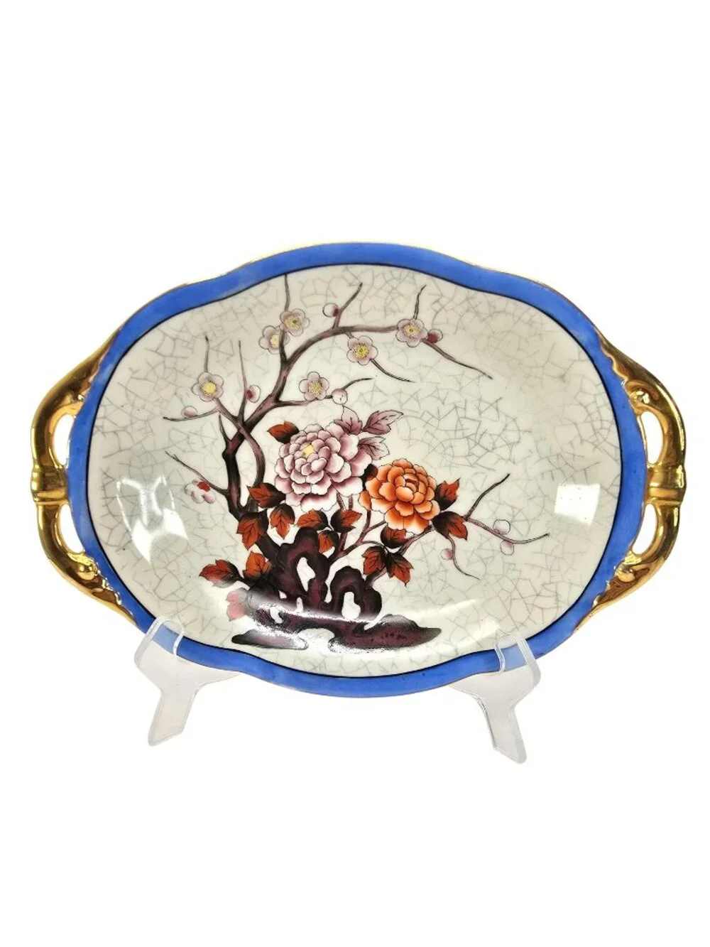 Noritake Morimura Oval Plate Hand Painted Porcelain Tray Floral Design JE296